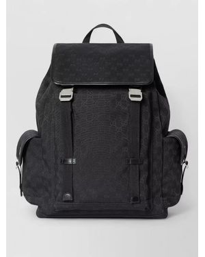 Gucci Backpack Top Flap Adjustable Straps Side Pockets - Black
