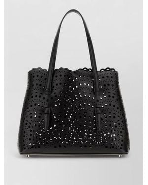 Alaïa Mina 25 Leather Tote Bag Cutout Design - Black