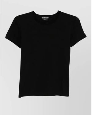 Tom Ford Cotton T Shirt Tf Logo Embroidery - Black