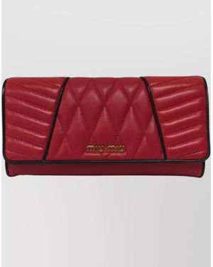 Miu Miu Quilted Leather Wallet With Contrasting Trimmings - Red