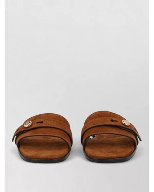 Tory Burch Suede Flat Sandal Open Toe Design - Brown