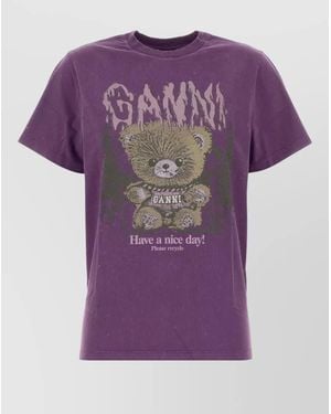 Ganni Relaxed-Fit T-Shirt - Purple