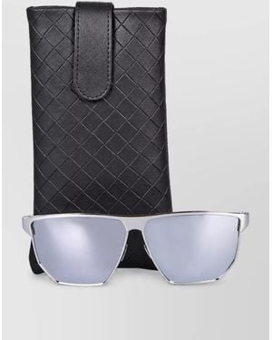 Bottega Veneta Ostrich Leather Sunglasses - Gray