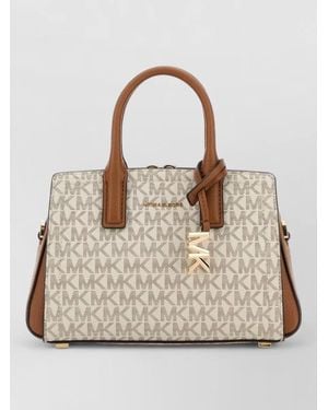 Michael Kors Laila Printed Canvas Shoulder Bag Top Handles - Natural