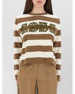 Max Mara Viterbo Crew Neck Striped Knitwear - Natural