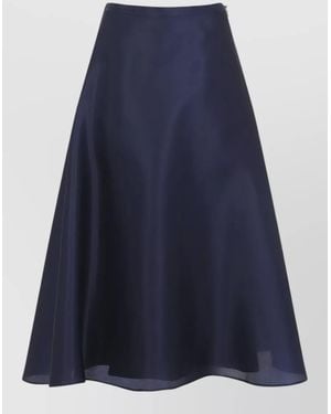 Alberta Ferretti Silk High-Rise A-Line Midi Skirt - Blue