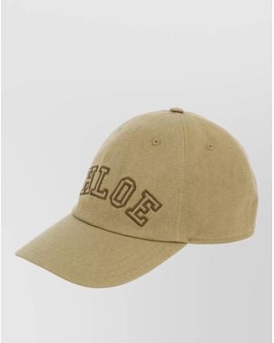 Chloé Signature Cotton Cap Curved Brim - Natural