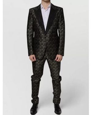 Dolce & Gabbana Stars Jacquard Sicilia Tailored Two Piece Suit - Black