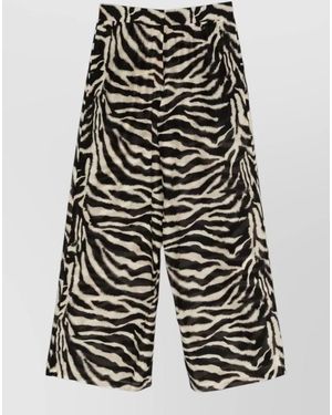 Ermanno Scervino Wide Leg Pants Zebra Pattern - Black