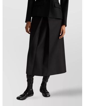 Dior High Waist Pleated Midi Skirt With Side Pockets - Black