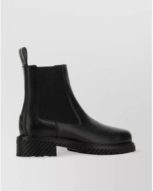 Off-White c/o Virgil Abloh Leather Combat Ankle Boots - Black