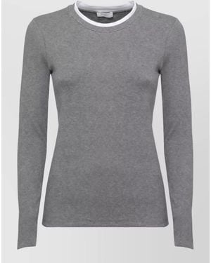 Peserico Cotton Crewneck Long-Sleeve T-Shirt - Gray
