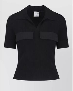 Courreges Short-Sleeve Polo Top - Black