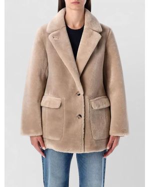 Urbancode Reversible Faux Fur Coat Tailored Lapels - Natural