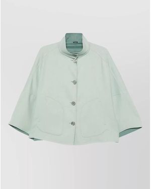 Moorer Omnia Coat High Collar Front Pockets - Green