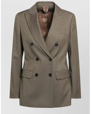 Max Mara Double Breasted Tailored Jacket Front Pockets - Green