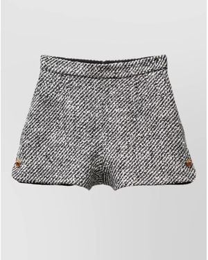 Versace High Waist Bouclé Wool Mini Shorts - Gray