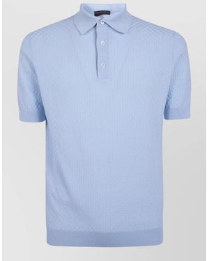 Filippo De Laurentis Short Sleeve Cotton Polo Shirt - Blue