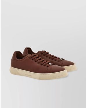 Ferragamo Leather Low-Top Trainers - Brown