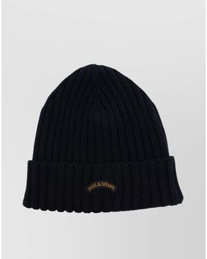 Paul & Shark Fold-Over Cuff Wool Beanie For - Blue