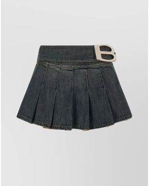 Balenciaga Denim Pleated Mini Skirt - Black