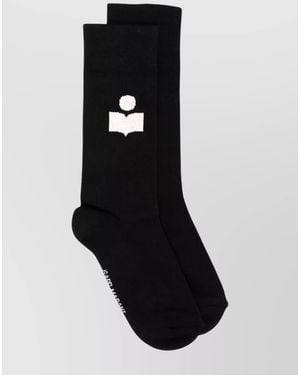Isabel Marant Ribbed Logo-Knit Socks - Black