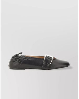フラットシューズ Ganni FW25 BUTTERFLY STRAP BALLERINA (S31174916 099) Ganni - Butterfly Strap Ballerina Crinkle Oleatex