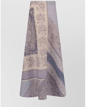 Zimmermann Lucky Floral Linen Midi Skirt - Natural