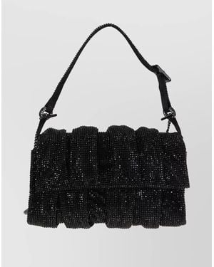 Benedetta Bruzziches Metal Mesh Crystal-Embellished Shoulder Bag - Black