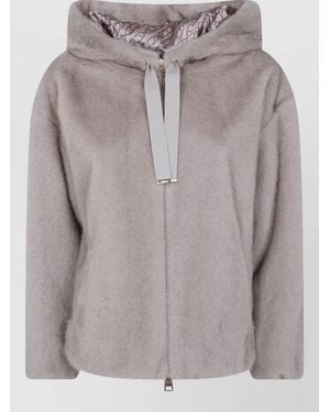 Herno Soft Faux Fur Bomber Jacket - Gray