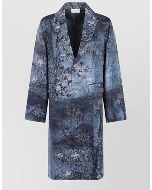 Pierre Louis Mascia Dox Floral Single Breasted Mid Length Jacket - Blue