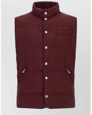 Brunello Cucinelli Quilted Hooded High Neck Technical Vest - Purple