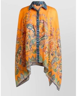 Etro Paisley Print Longline Shirt Jacket - Orange