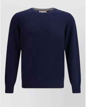 Brunello Cucinelli Cashmere Crew Neck Long Sleeve Sweater - Blue