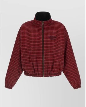 Balenciaga Leather Jacket Reversible High Collar Hem Cuffs - Red