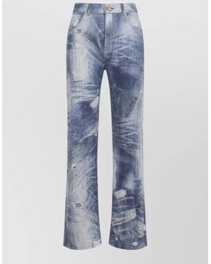 Roberto Cavalli Printed High-Rise Flared Jeans - Blue
