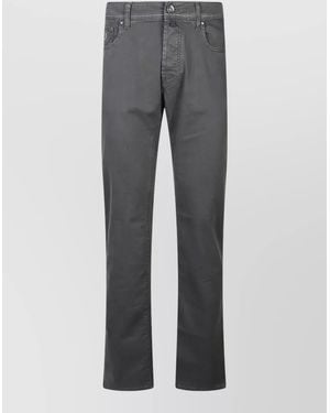 Jacob Cohen Straight Leg Trousers Belt Loops Back Pockets - Grey