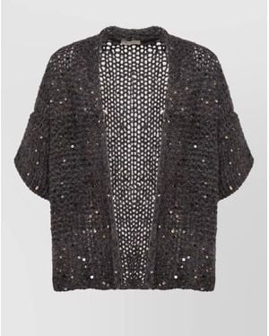 Panicale Mohair Alpaca Short-Sleeve Cardigan - Black