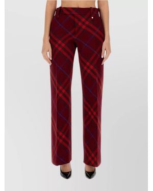 Burberry Virgin Wool Regular-Fit Wide-Leg Trousers - Red