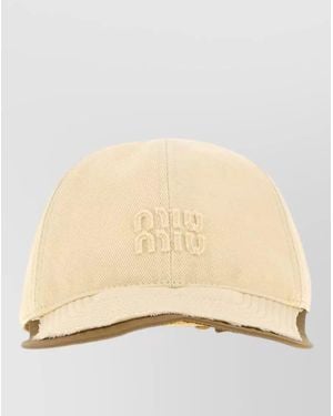 Miu Miu Drill Baseball Cap Curved Brim Design - Natural