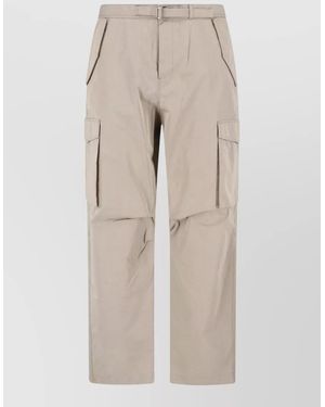 Paul Smith Straight Leg Pants Belt Loops Cargo Design - Natural