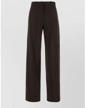 Loewe Wool Blend Wide Leg High Waist Trousers - Black