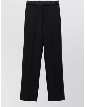 Maison Margiela Striped Virgin Wool Pleated Tailored Trousers - Black