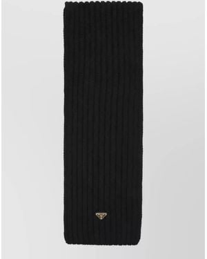 Prada Ribbed Wool Scarf - Black