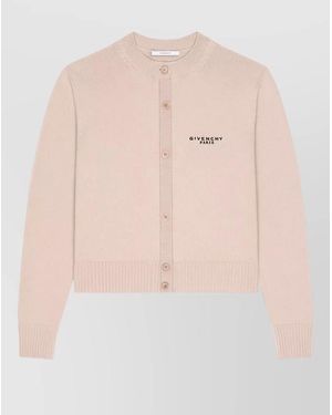 Givenchy Cashmere Wool Short Crew Neck Cardigan - Pink