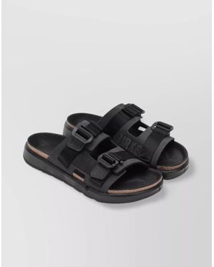 Birkenstock Leather And Textile Slipper With Buckle Detail - Black