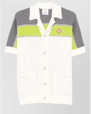 CASABLANCA Crochet Stripe Shirt Short Sleeves Pockets - Multicolour