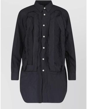 Comme des Garçons Long Sleeve Textured Fabric Casual Dress - Blue