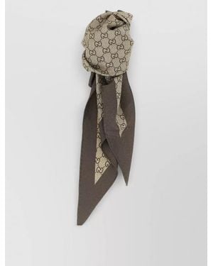 Gucci Gg Silk Twill Diamond Scarf Contrast Border - White