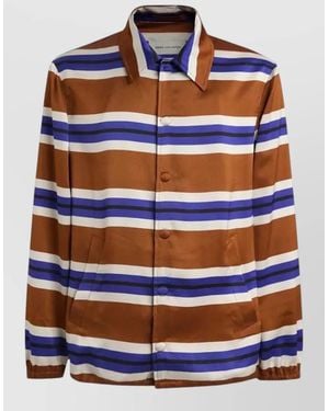 Dries Van Noten Striped Jacket Long Sleeves Pockets - Blue